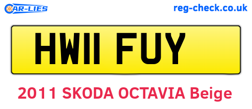 HW11FUY are the vehicle registration plates.