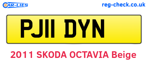 PJ11DYN are the vehicle registration plates.