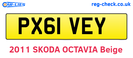 PX61VEY are the vehicle registration plates.