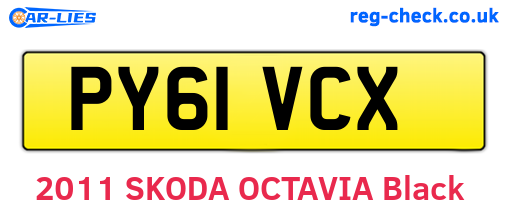 PY61VCX are the vehicle registration plates.