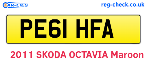 PE61HFA are the vehicle registration plates.