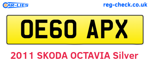 OE60APX are the vehicle registration plates.