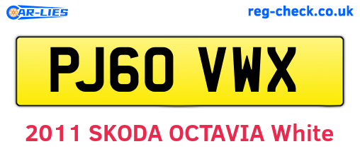 PJ60VWX are the vehicle registration plates.