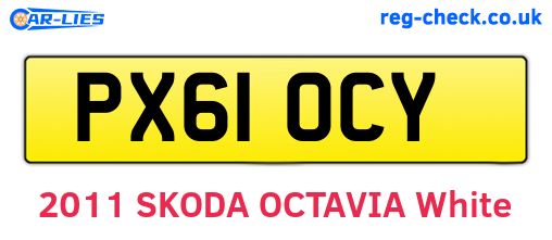 PX61OCY are the vehicle registration plates.