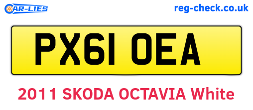 PX61OEA are the vehicle registration plates.