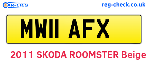 MW11AFX are the vehicle registration plates.