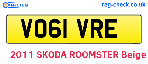 VO61VRE are the vehicle registration plates.