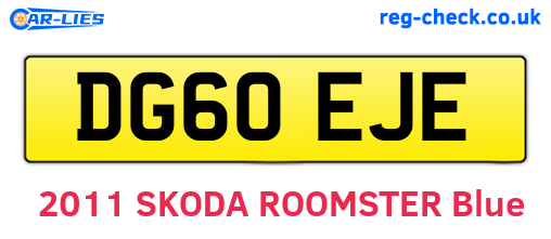 DG60EJE are the vehicle registration plates.