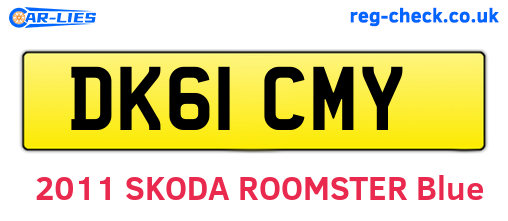 DK61CMY are the vehicle registration plates.