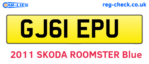 GJ61EPU are the vehicle registration plates.