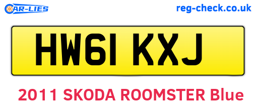 HW61KXJ are the vehicle registration plates.