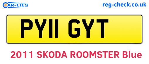 PY11GYT are the vehicle registration plates.