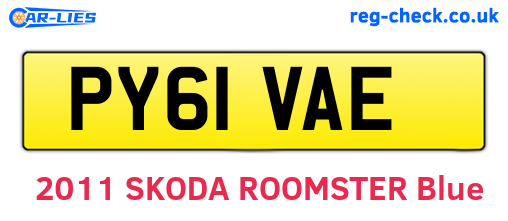 PY61VAE are the vehicle registration plates.