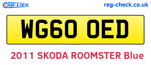 WG60OED are the vehicle registration plates.