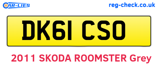 DK61CSO are the vehicle registration plates.
