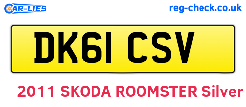 DK61CSV are the vehicle registration plates.