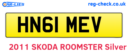 HN61MEV are the vehicle registration plates.