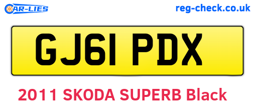 GJ61PDX are the vehicle registration plates.