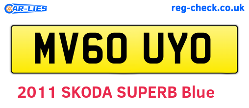 MV60UYO are the vehicle registration plates.