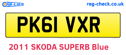 PK61VXR are the vehicle registration plates.