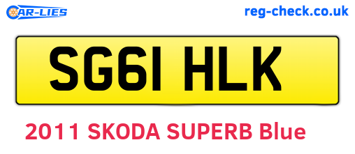 SG61HLK are the vehicle registration plates.