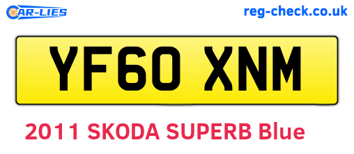 YF60XNM are the vehicle registration plates.