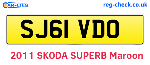 SJ61VDO are the vehicle registration plates.