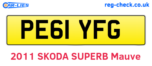 PE61YFG are the vehicle registration plates.