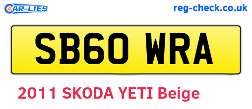 SB60WRA are the vehicle registration plates.