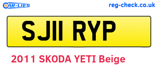 SJ11RYP are the vehicle registration plates.