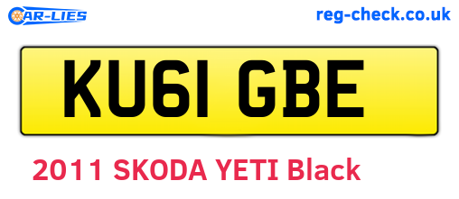 KU61GBE are the vehicle registration plates.
