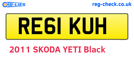 RE61KUH are the vehicle registration plates.