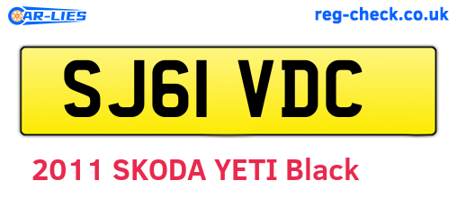 SJ61VDC are the vehicle registration plates.