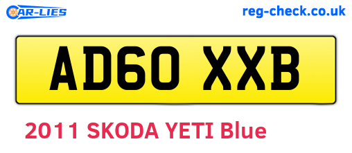 AD60XXB are the vehicle registration plates.