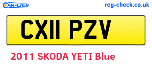 CX11PZV are the vehicle registration plates.