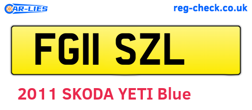 FG11SZL are the vehicle registration plates.