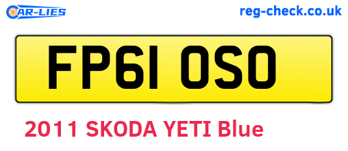 FP61OSO are the vehicle registration plates.