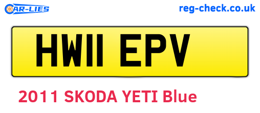 HW11EPV are the vehicle registration plates.
