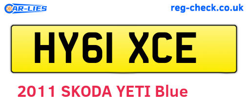 HY61XCE are the vehicle registration plates.