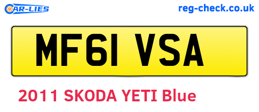 MF61VSA are the vehicle registration plates.