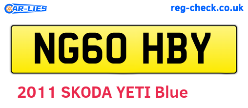 NG60HBY are the vehicle registration plates.