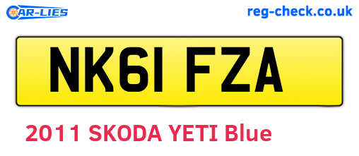 NK61FZA are the vehicle registration plates.