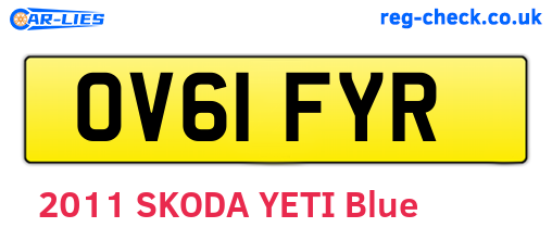 OV61FYR are the vehicle registration plates.