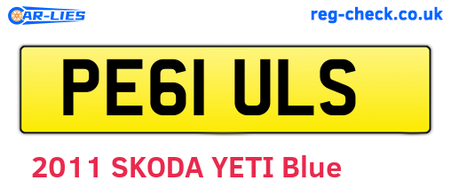 PE61ULS are the vehicle registration plates.