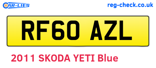 RF60AZL are the vehicle registration plates.