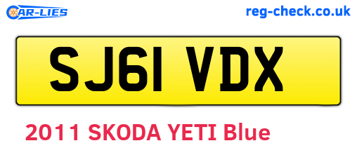 SJ61VDX are the vehicle registration plates.