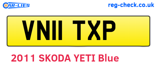 VN11TXP are the vehicle registration plates.