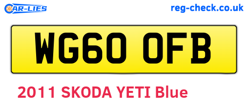 WG60OFB are the vehicle registration plates.