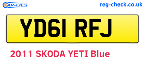 YD61RFJ are the vehicle registration plates.