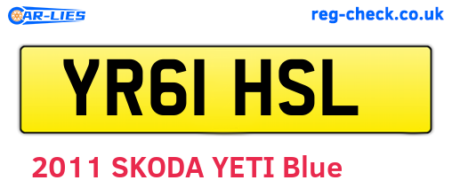 YR61HSL are the vehicle registration plates.